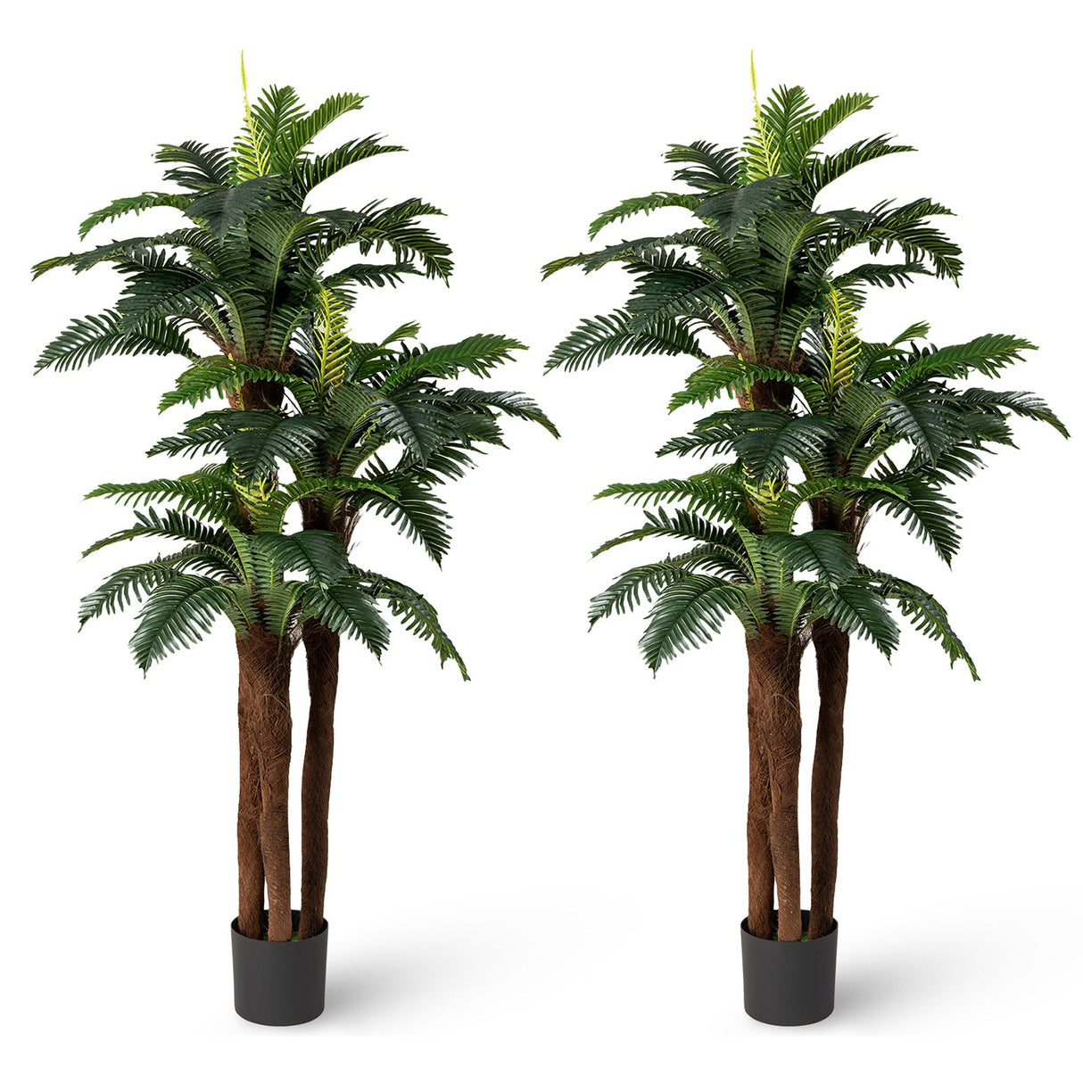 Paquete de 2 palmeras artificiales de 1,92 m de alto con hojas ajustables