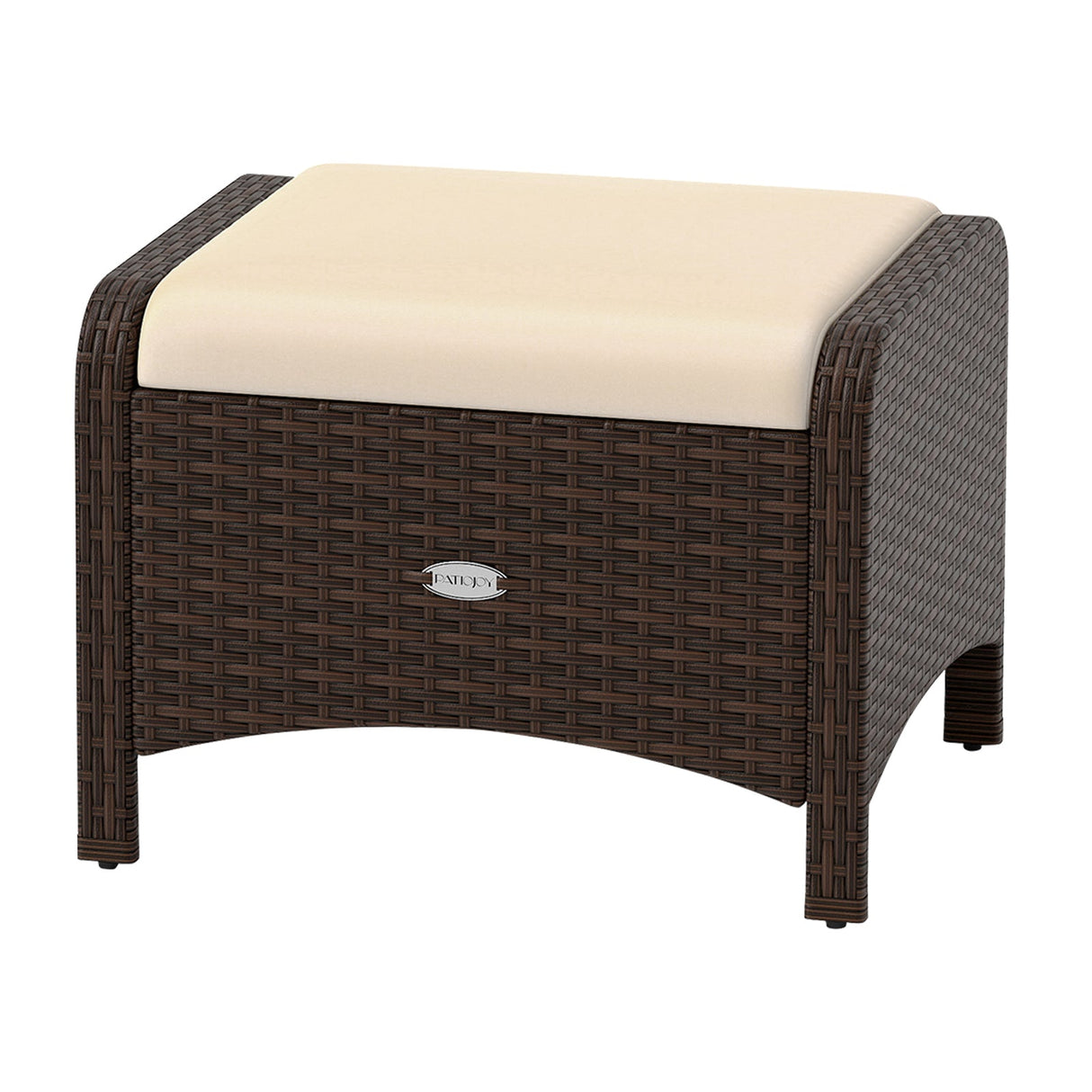 2 otomanas de mimbre de PE para patio exterior con cojines extraíbles