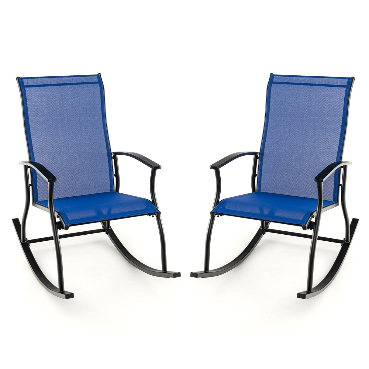 2 Pieces Outdoor Rocking Chairs with Breathable Backrest