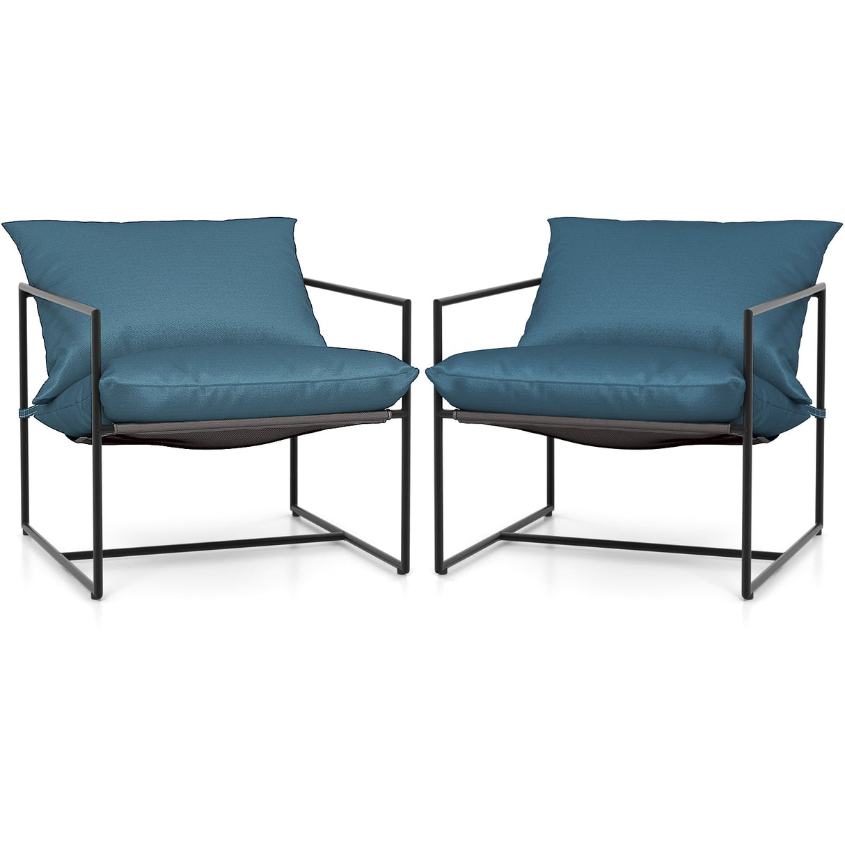 2 sillas de ocio Sling Accent con tela de asiento impermeable para interior y exterior - Azul marino