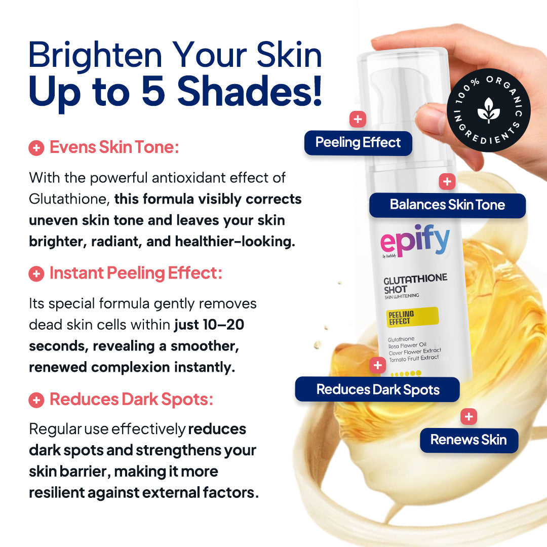 Epify Glutathione Shot, Exfoliating Treatment for Face and Body, Deep Skin Renewal with Glutathione & Arbutin, 2.54 Fl Oz