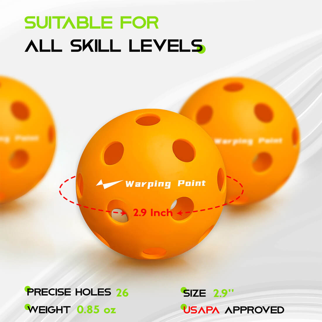 Pelotas de pickleball para práctica en interiores - Naranja