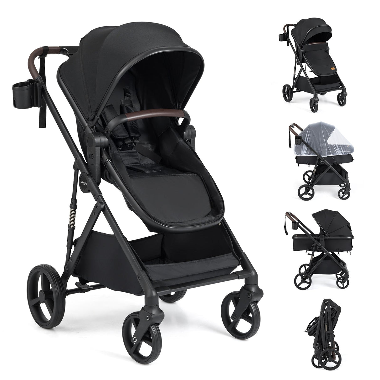 2 in 1 Baby Stroller with Bassinet Mode High Landscape with Reversible Seat and Canopy
