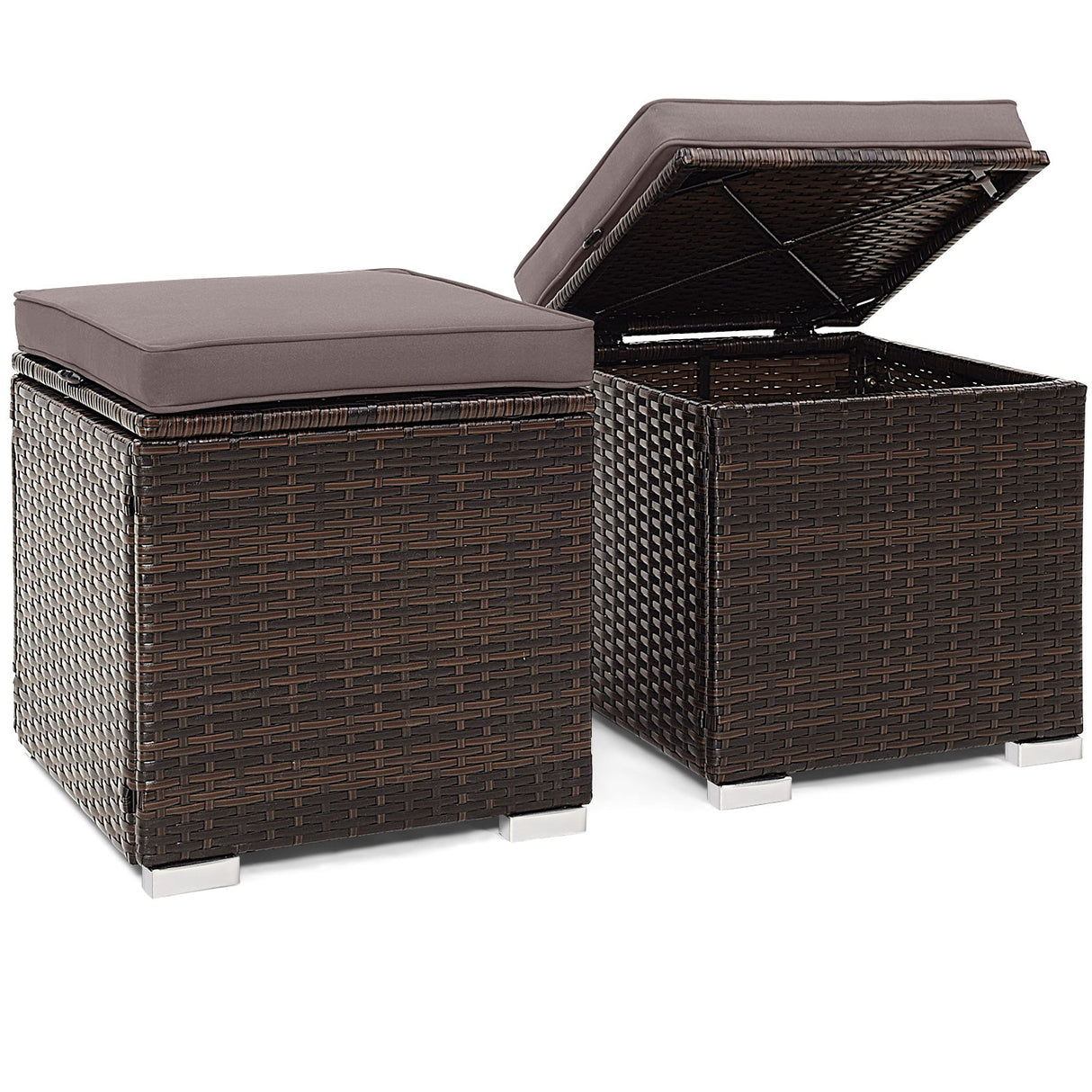 2 otomanas de patio con cojines removibles - gris