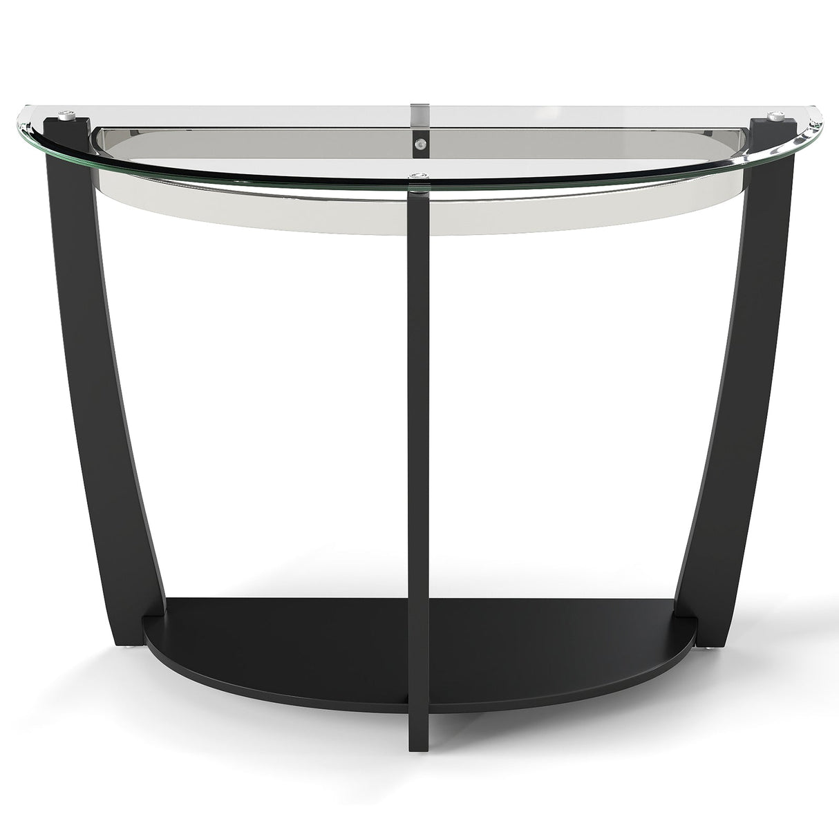 Mesa de consola de 2 niveles de vidrio templado con tapa de vidrio transparente y estante abierto