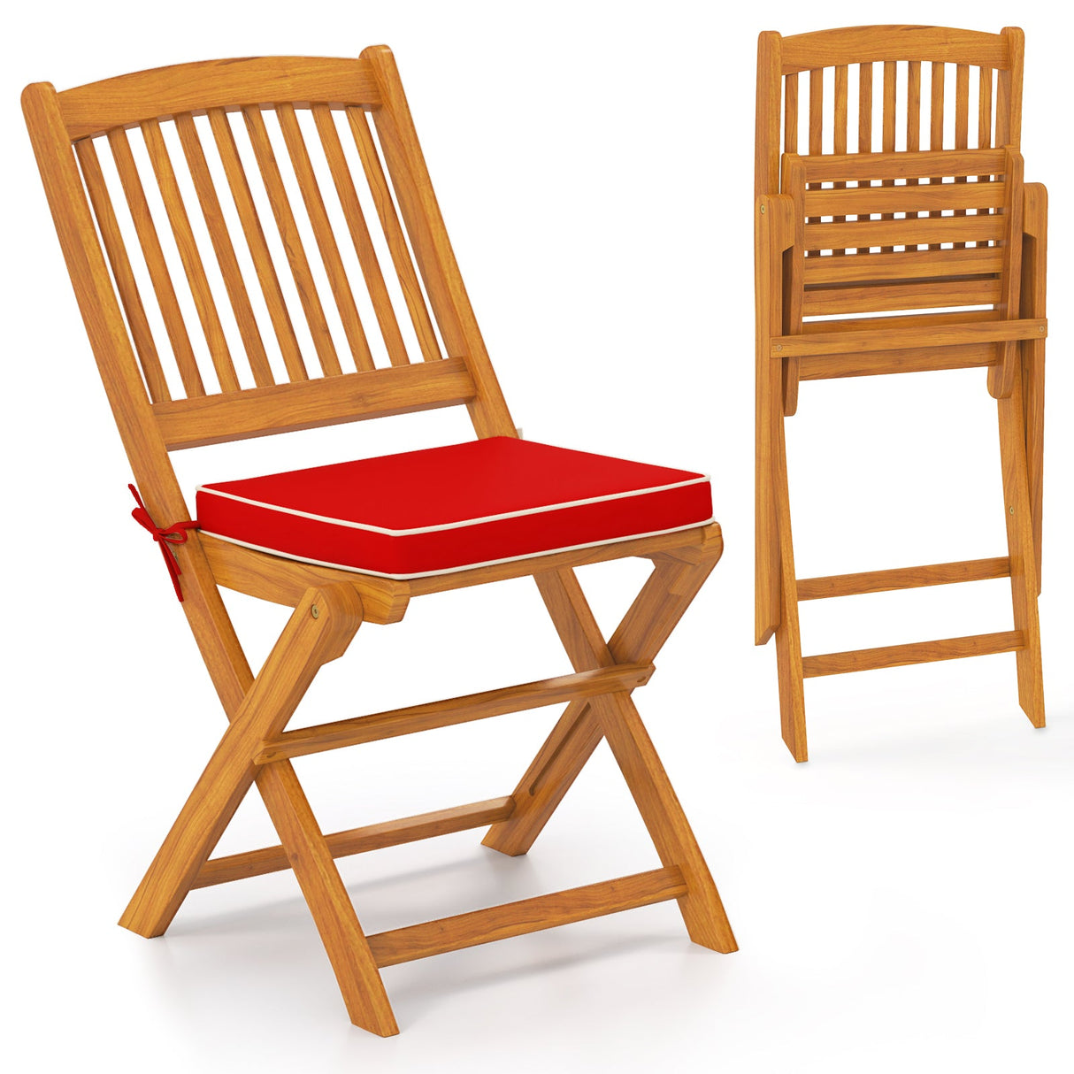 Sillas Plegables de Exterior con Cojines de Asiento, Juego de 2