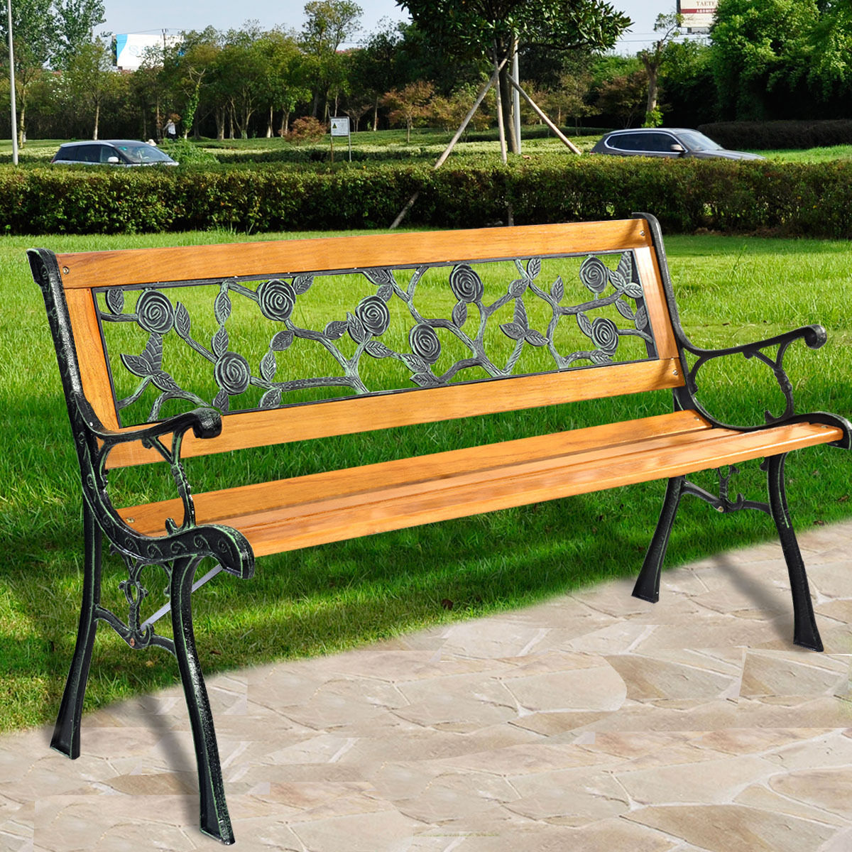 Banco para porche, patio o jardín de 49 1/2 pulgadas