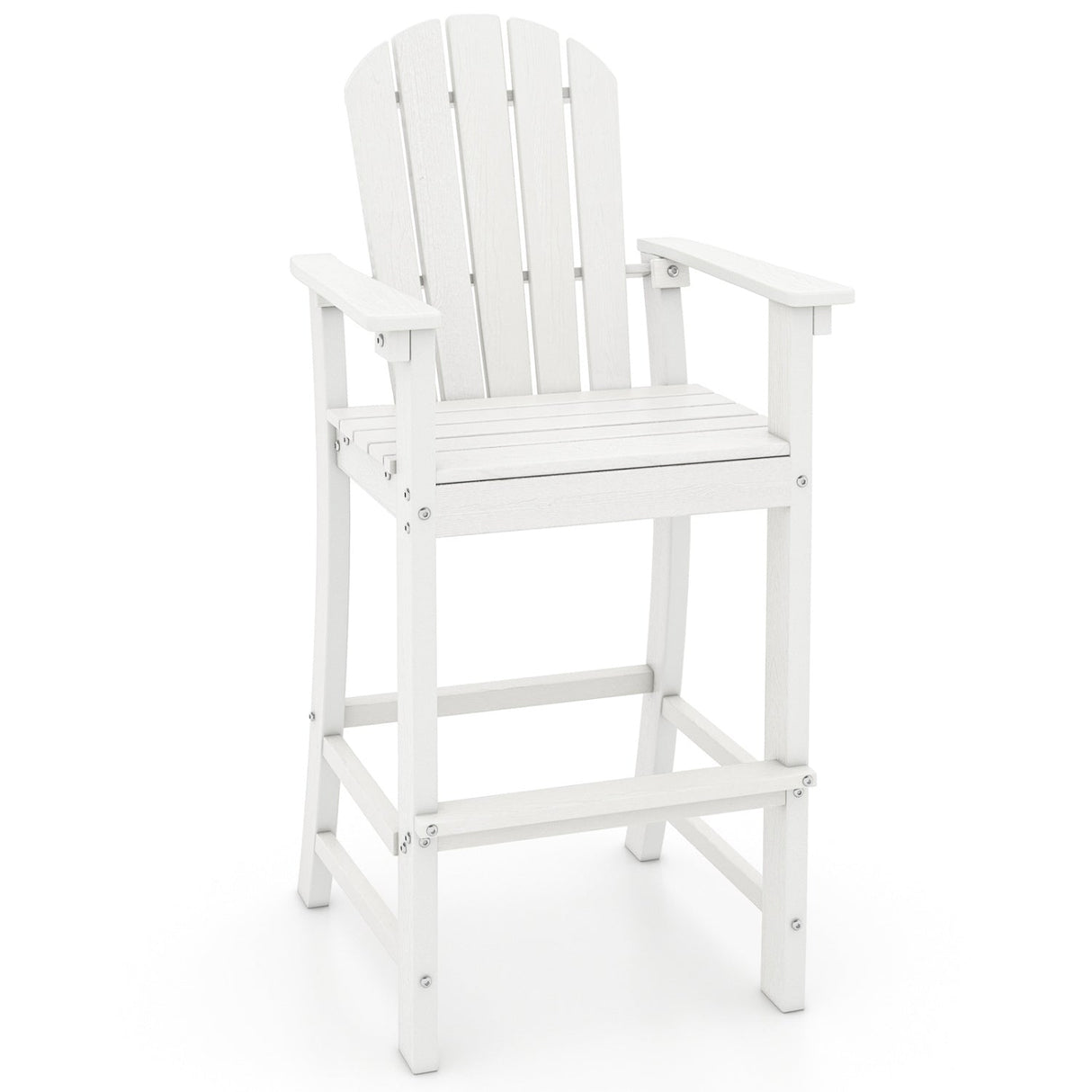 30 Inches Counter Height Outdoor HDPE Bar Stool with Armrests and Footrest