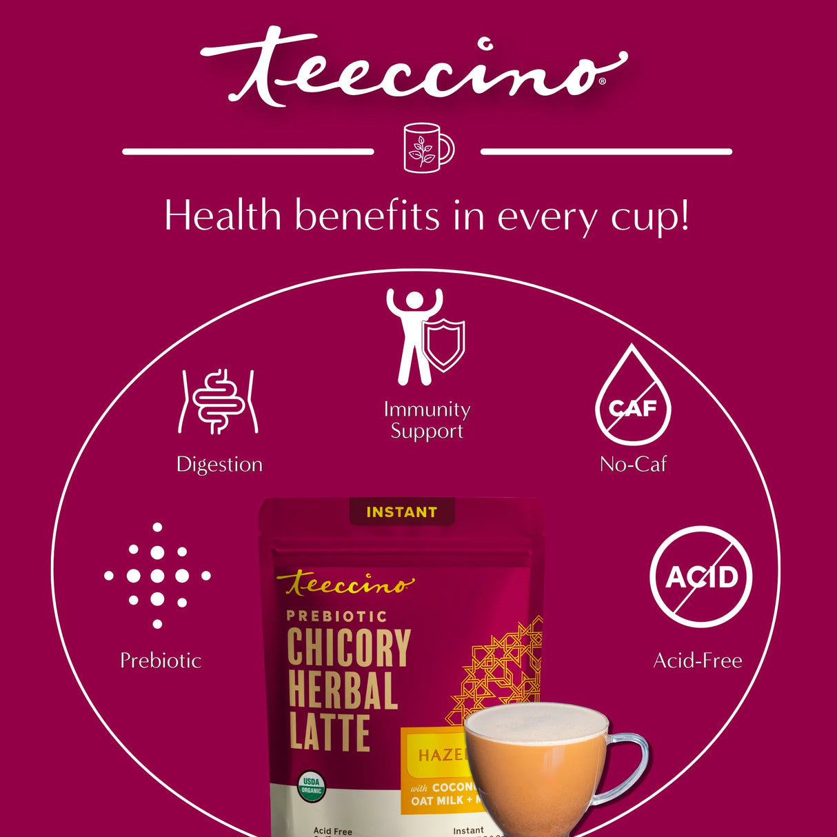 Café con leche herbal instantáneo de avellana