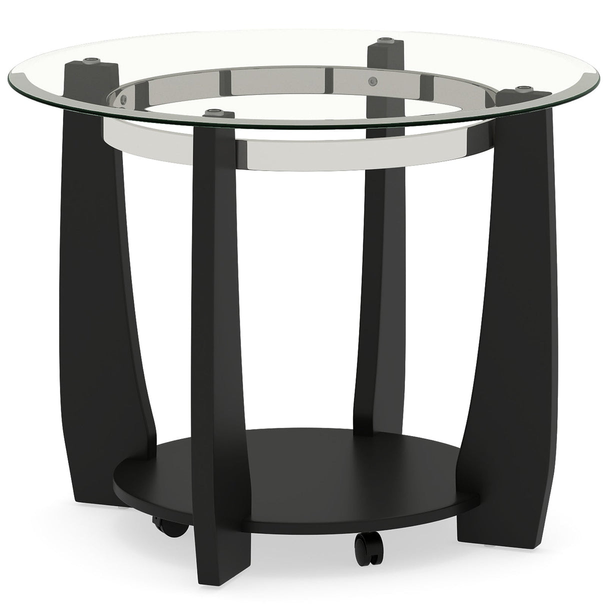 32" 2-Tier Glass Round Coffee Table with Storage Shelf