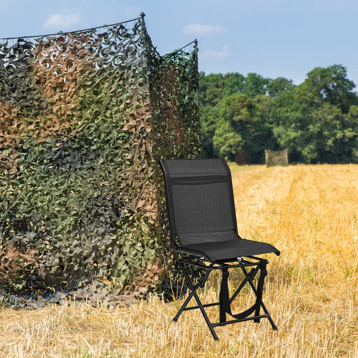 Sillón giratorio plegable para exteriores, para todo tipo de clima, con marco de hierro