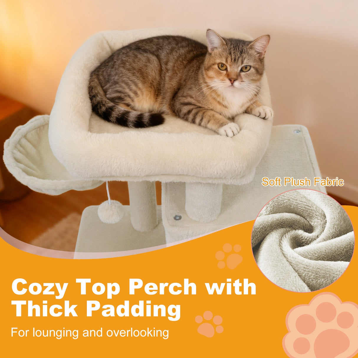 Torre para gatitos de 33.5 pulgadas con condominio de 2 niveles y percha superior acolchada