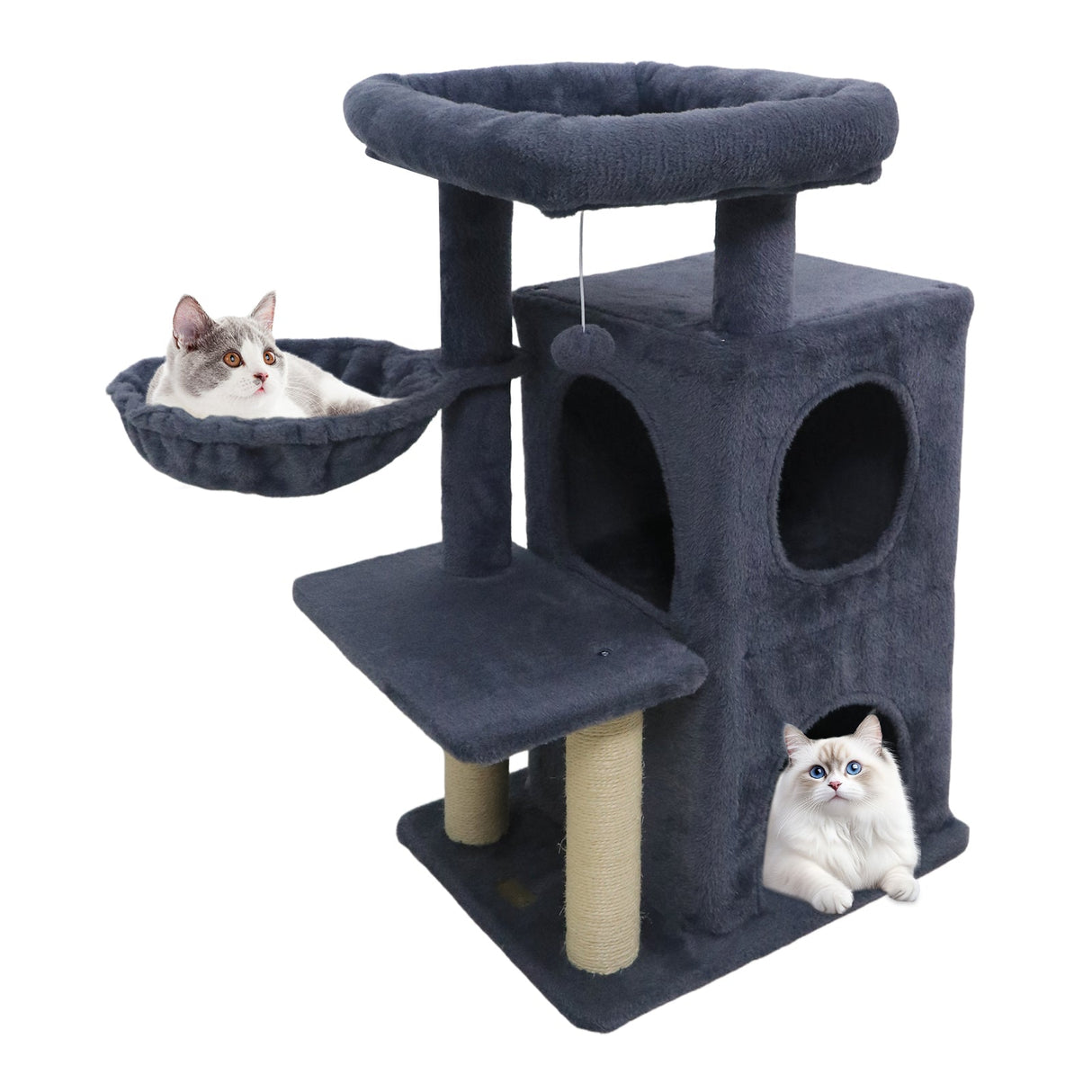 Torre para gatitos de 33.5 pulgadas con condominio de 2 niveles y percha superior acolchada