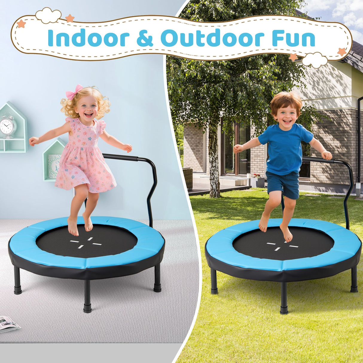 Trampolín de 40 pulgadas para niños, trampolín de fitness para interiores y exteriores