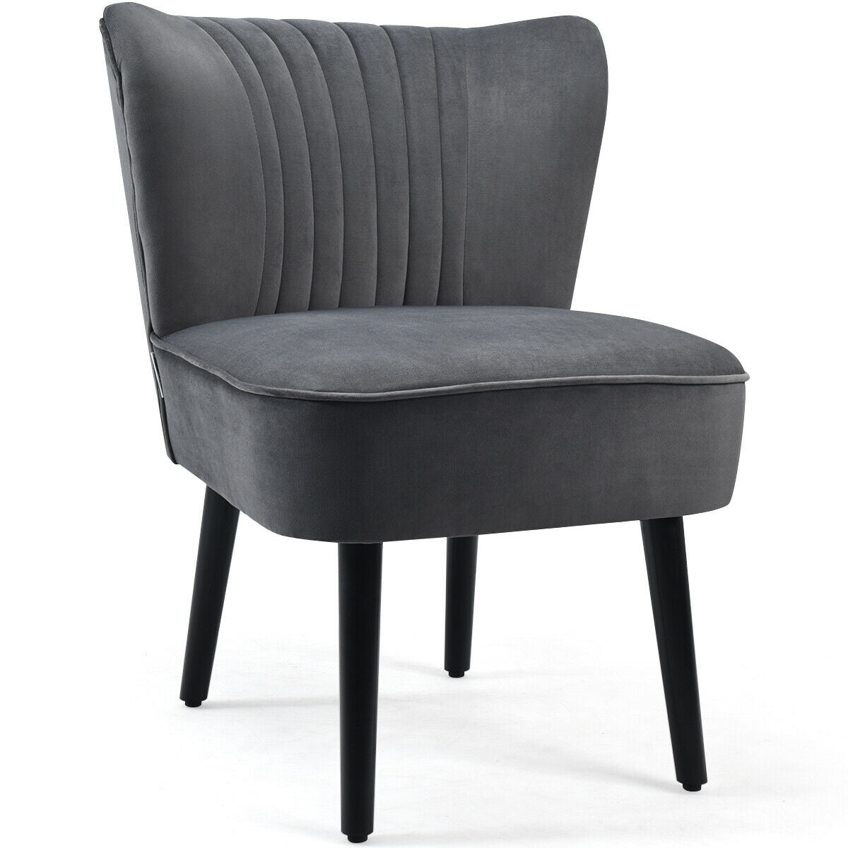 Juego de 2 sillones modernos tapizados con patas de madera maciza