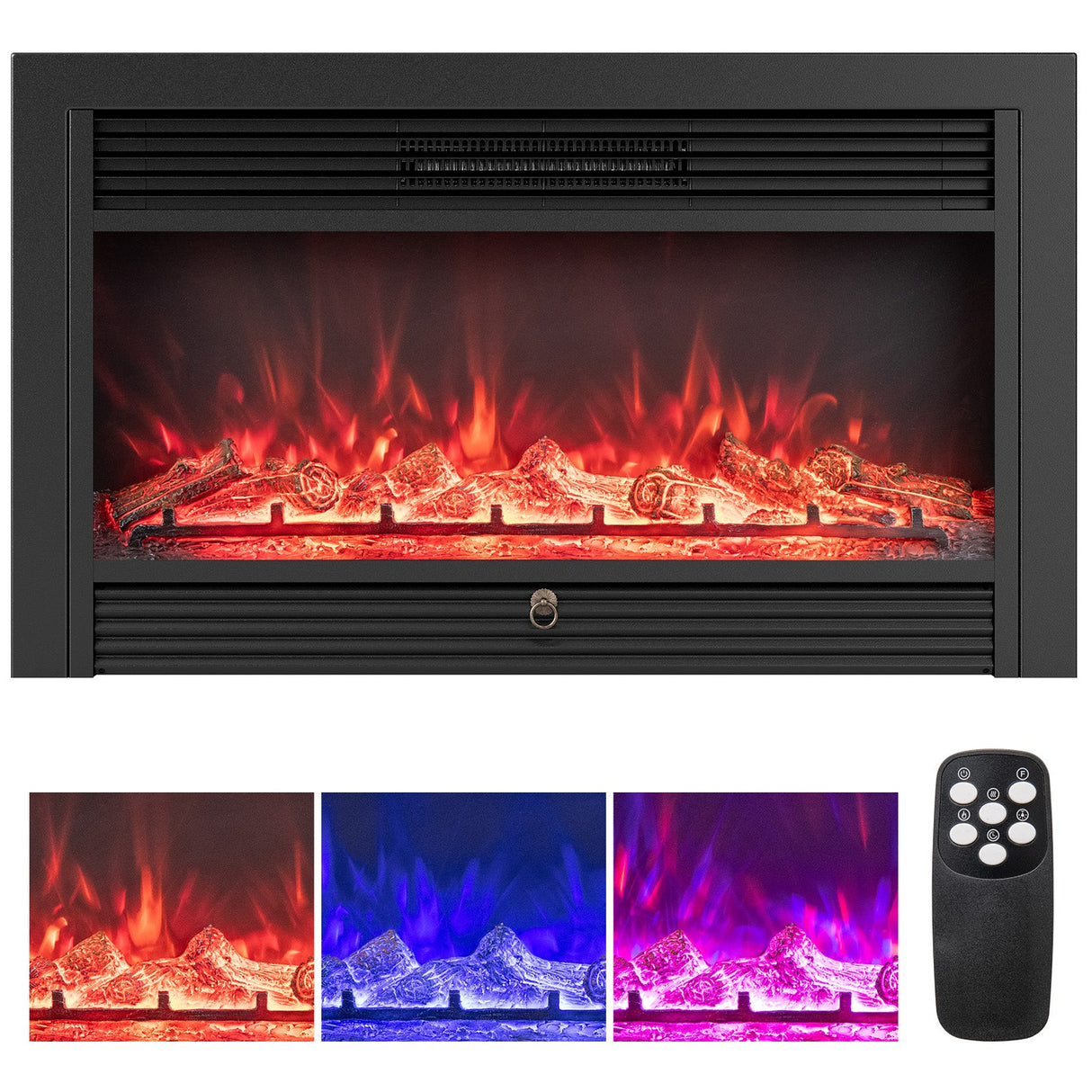 33/36-Inch Electric Fireplace Insert 750W/1500W Recessed Fireplace Heater
