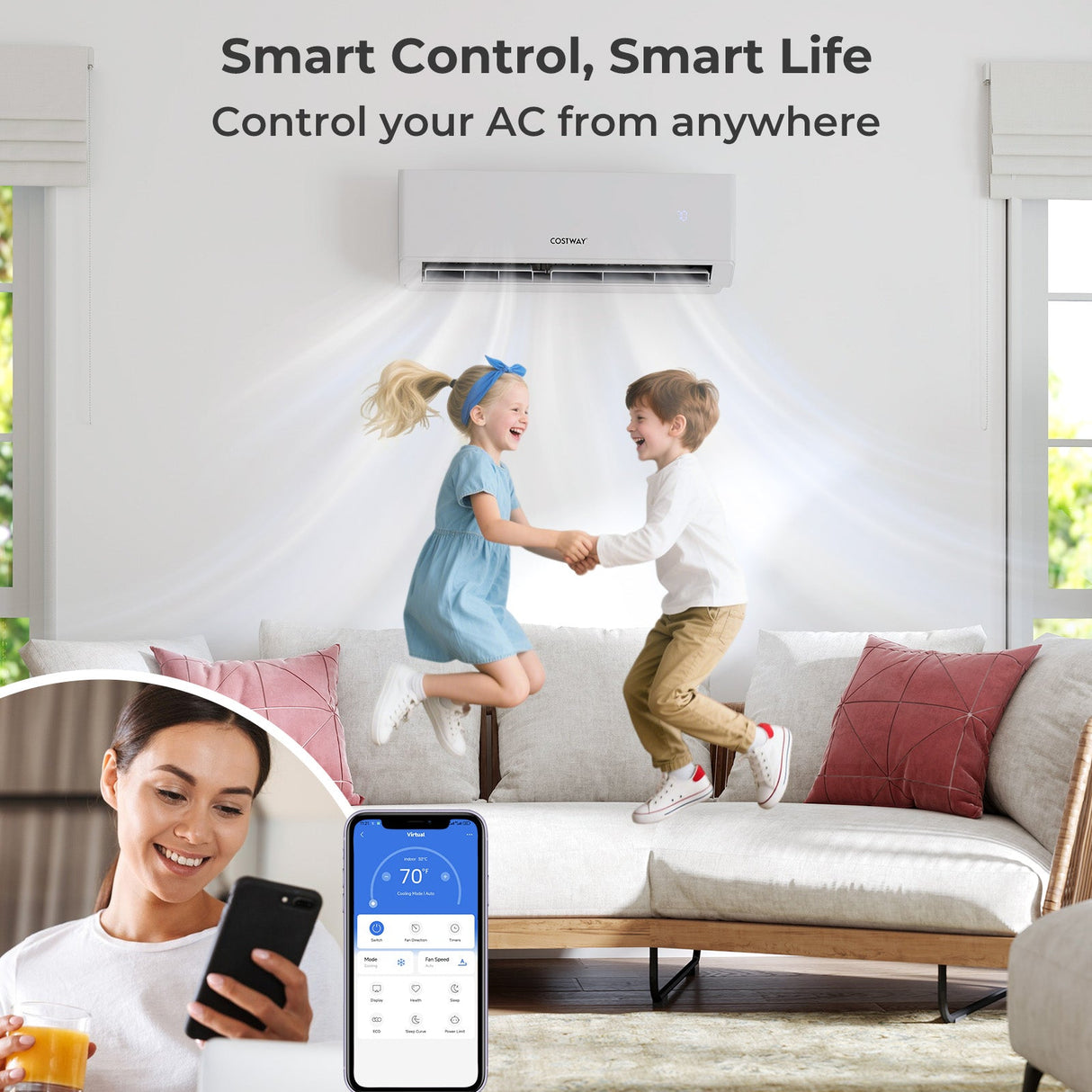 Aire Acondicionado Mini Split de 36000 BTU, 4 Zonas, 23 SEER2, con Bomba de Calor y Wifi