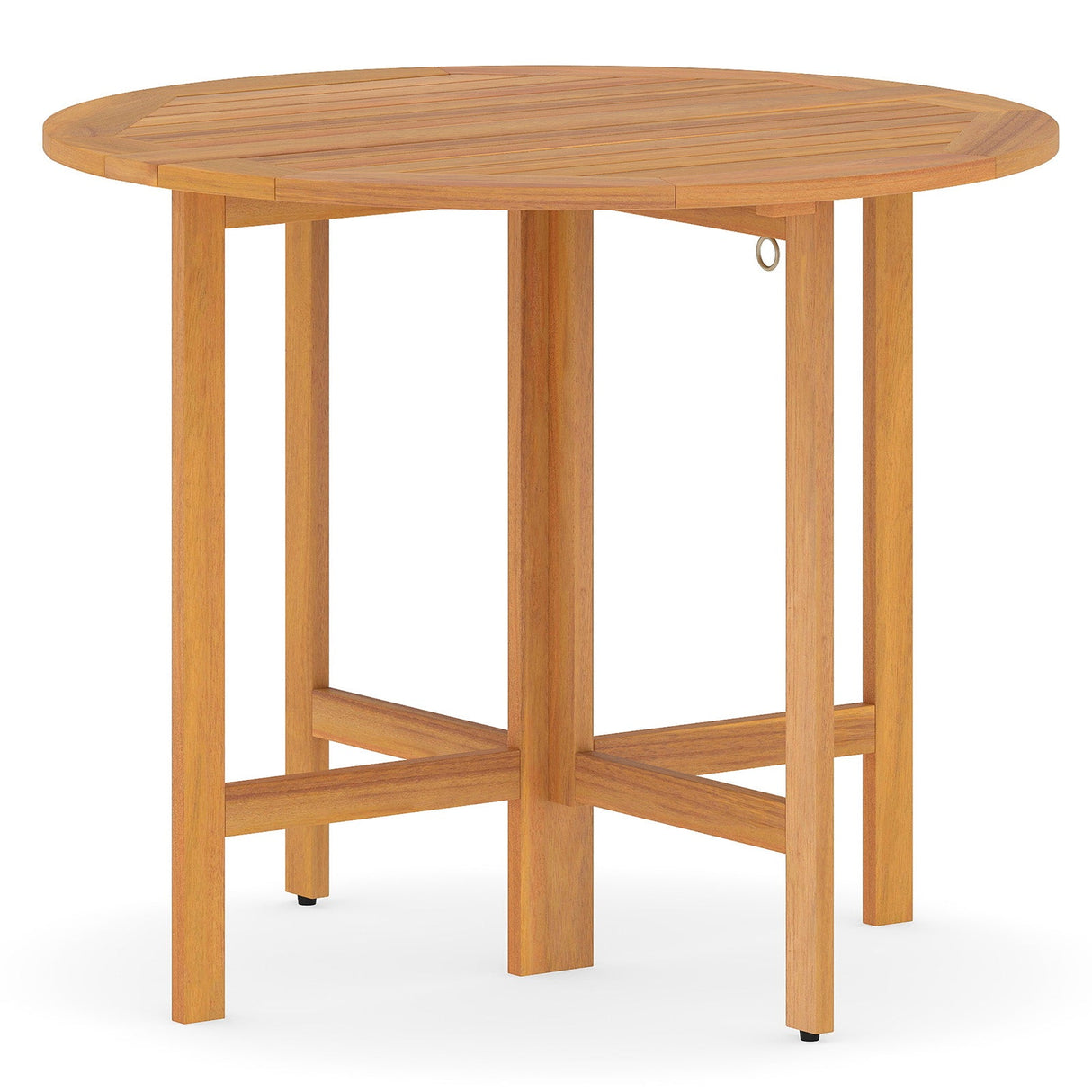 Mesa de comedor redonda plegable para exterior de 91 cm con tablero de listones