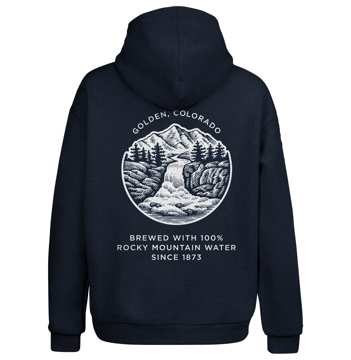 Coors Banquet Beer Double Sided Graphic Hooded Sweatshirt - Navy Blue