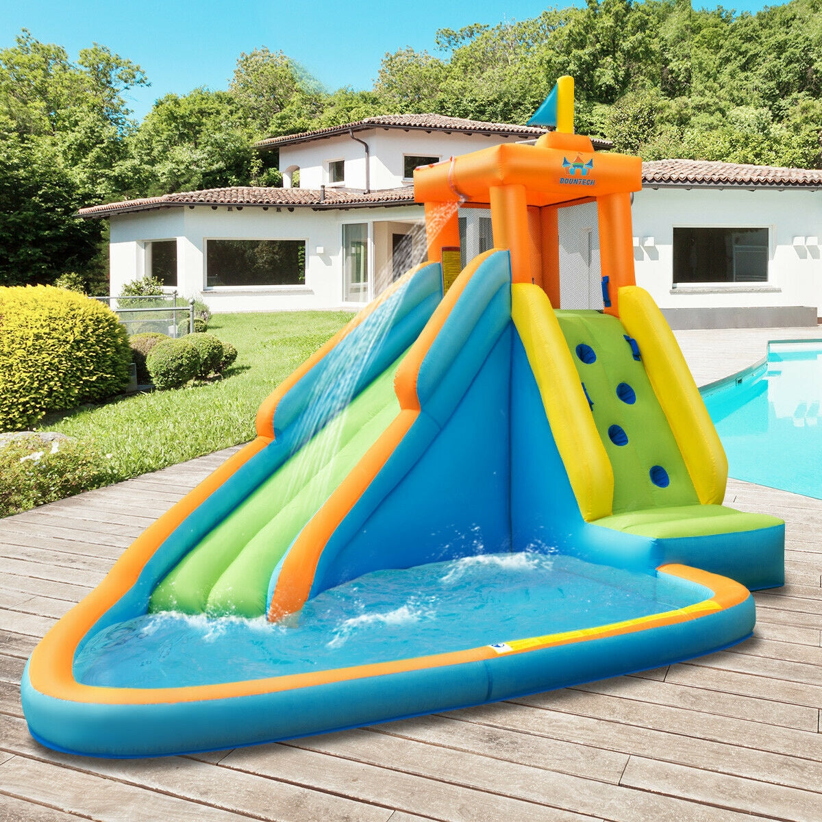 Casa inflable con tobogán de agua sin soplador
