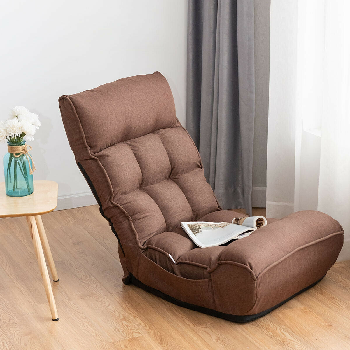 Sofá perezoso plegable con silla de suelo ajustable de 4 posiciones