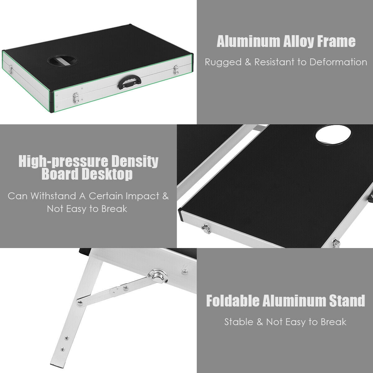 Juego de cornhole con diseño plegable y asa lateral