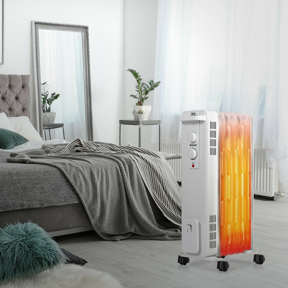 Calefactor de aceite de 1500 W, radiador portátil con termostato ajustable