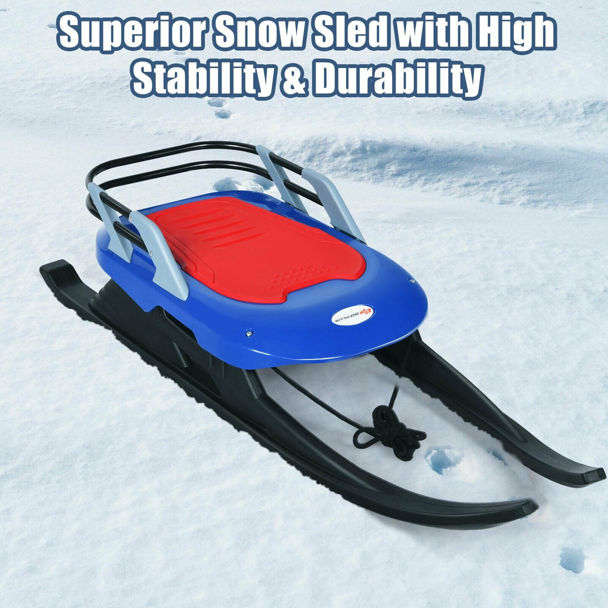 Trineo plegable de metal para niños con cuerda de arrastre, deslizador de nieve y asiento de cuero