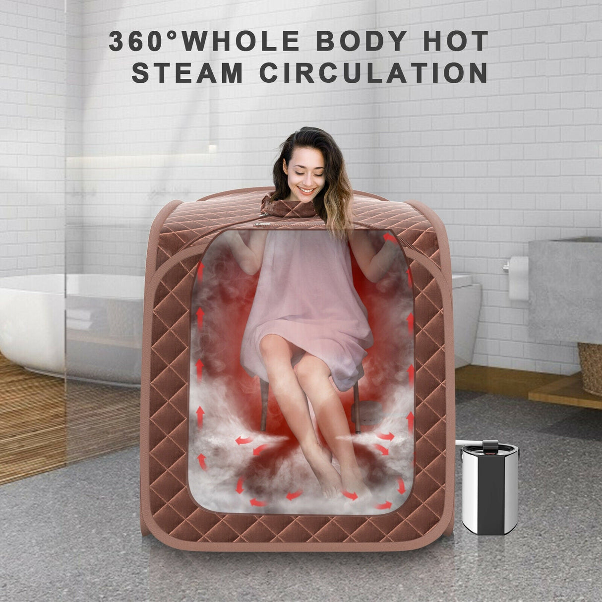 Sauna de vapor personal portátil con silla de vapor - Café