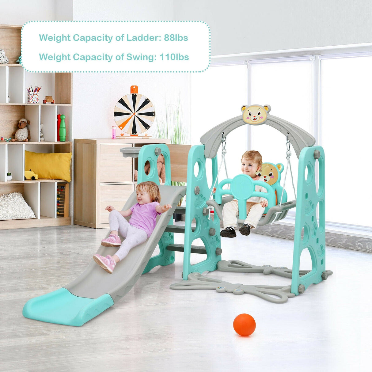 Juego de tobogán 3 en 1 para niños pequeños con trepador y columpio