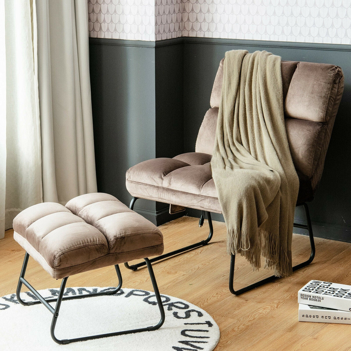 Sillones reclinables de masaje de terciopelo con control remoto y bolsillo lateral