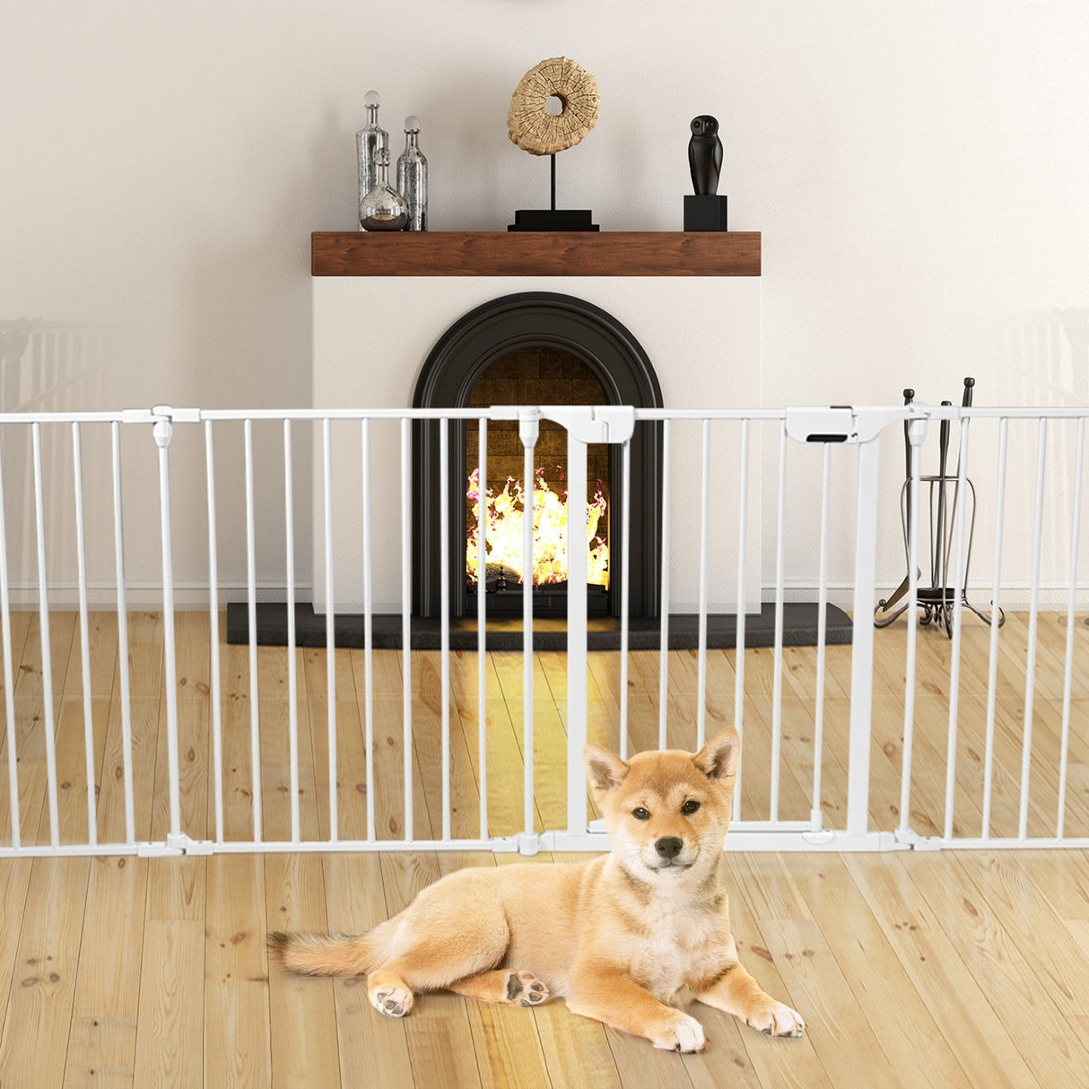 Adjustable Panel Baby Safe Metal Gate Play Yard-White