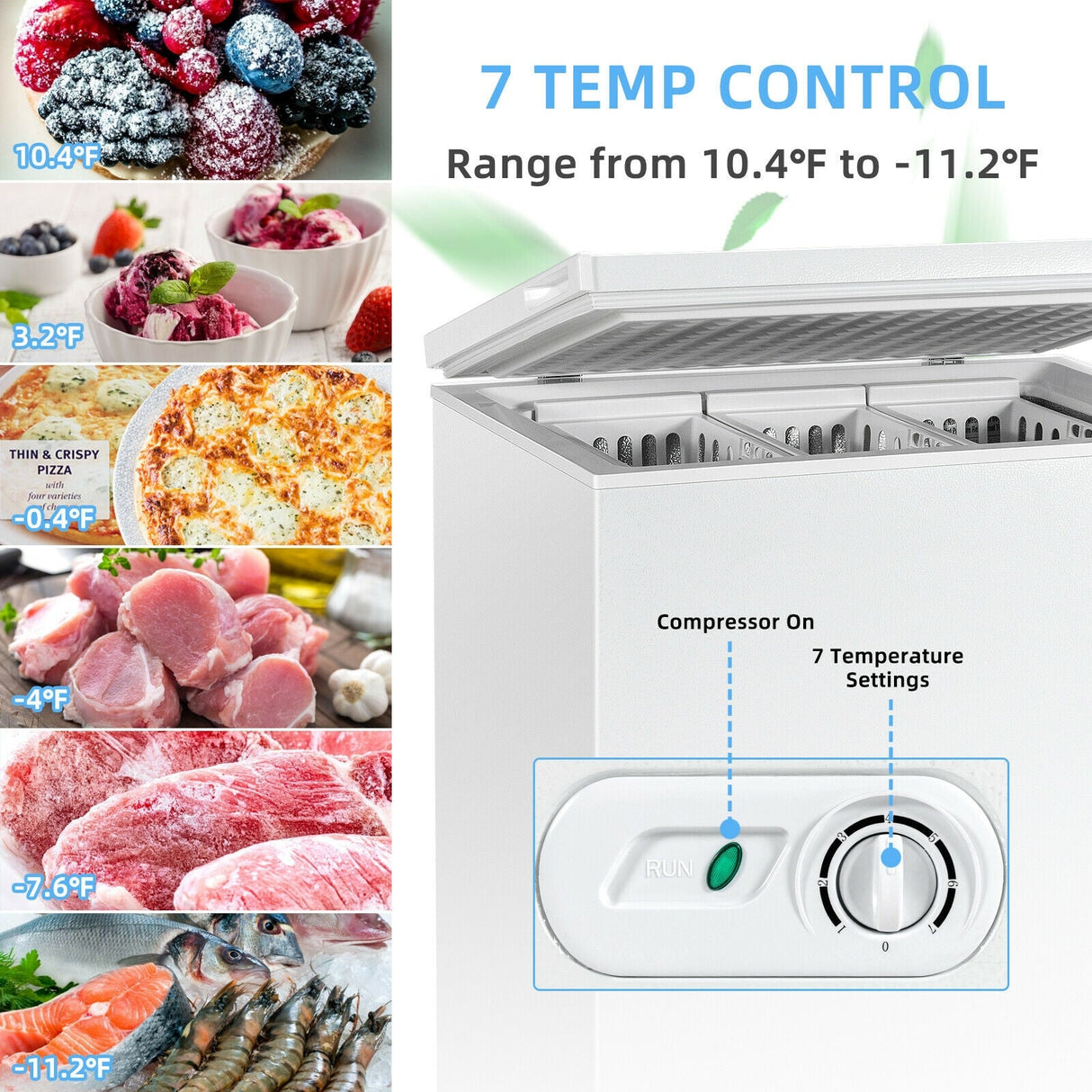 Congelador horizontal de 5.2 pies cúbicos Refrigerador de una puerta vertical con 3 canastas - Blanco