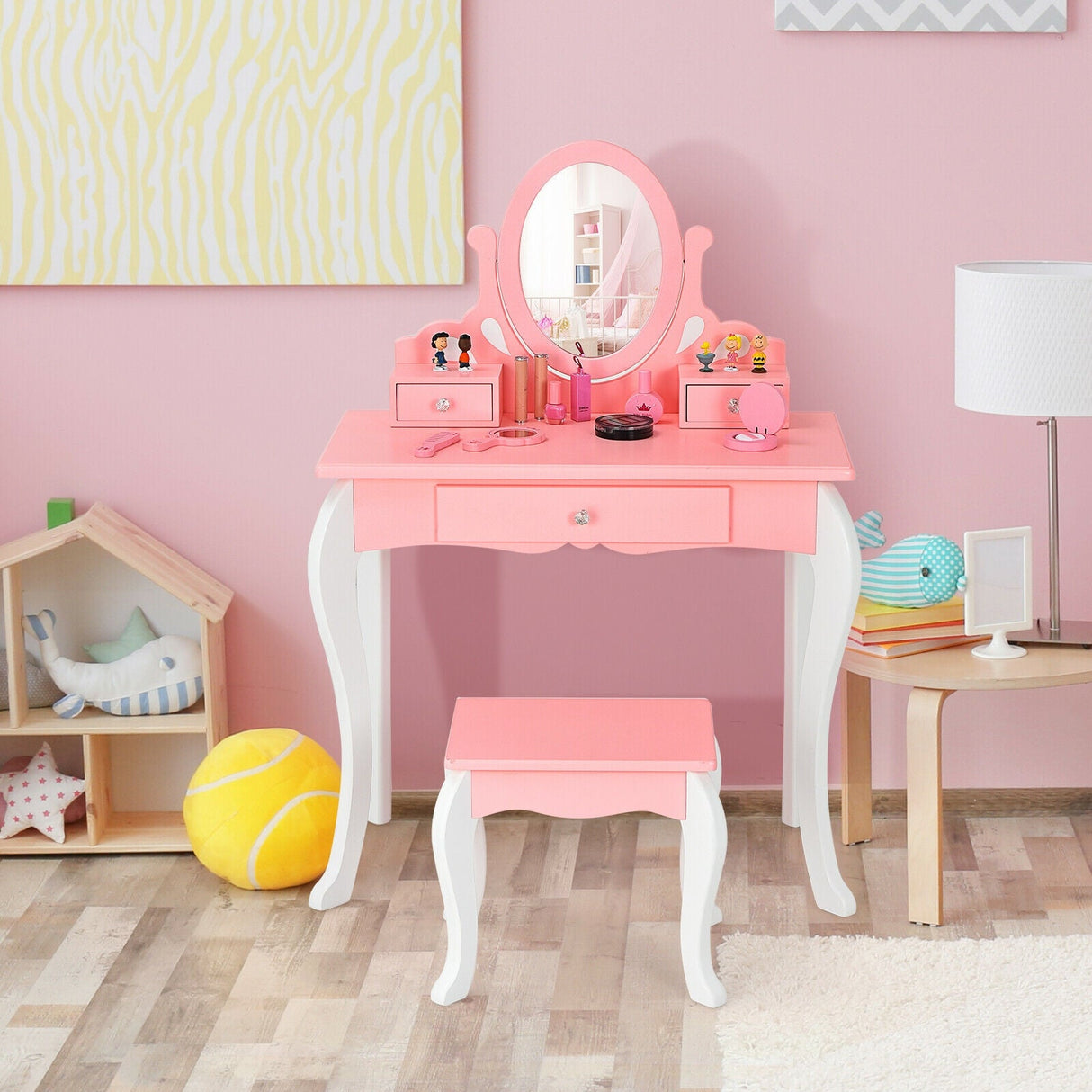 Juego de Tocador de Princesa para Niñas con Espejo y Cajón