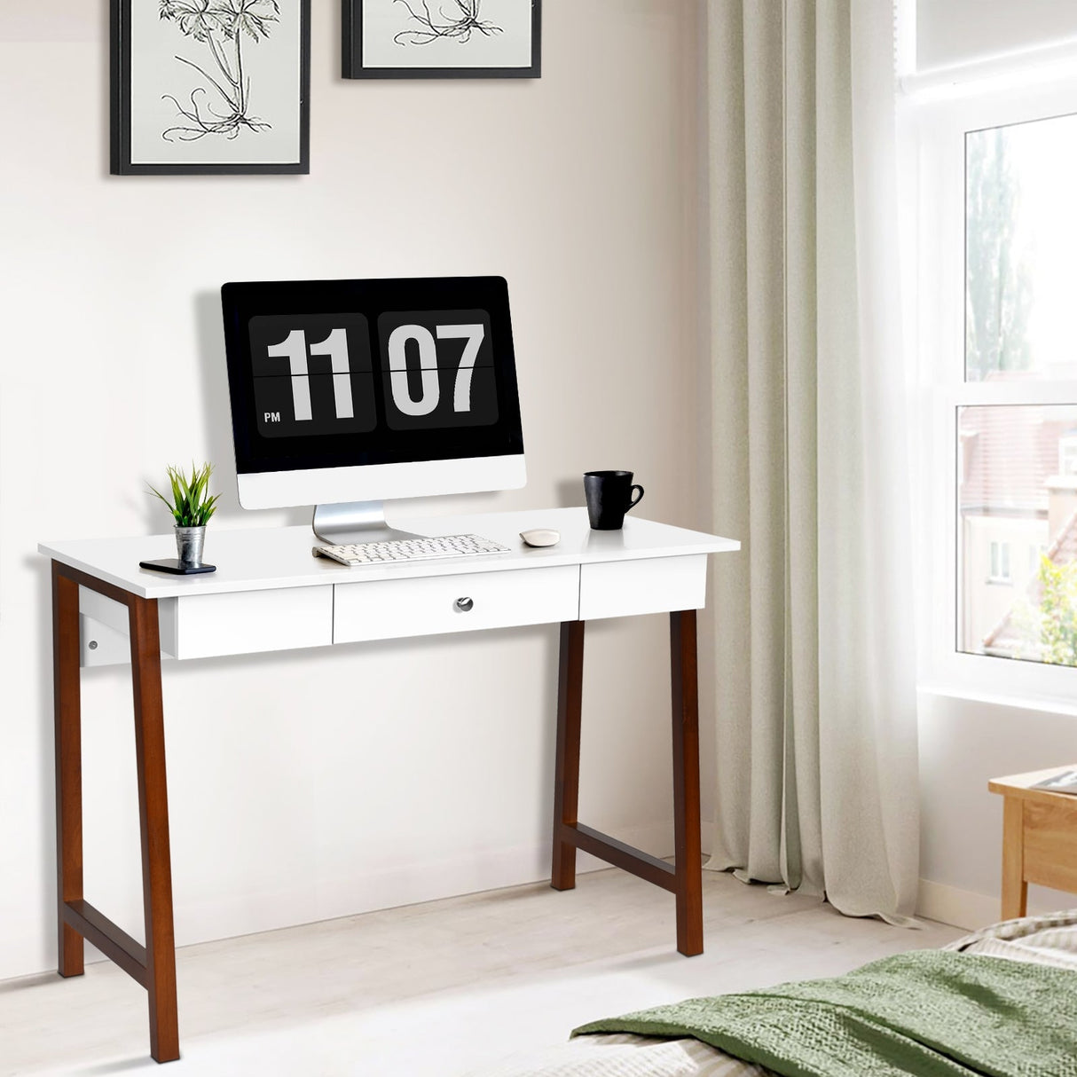 Escritorio de computadora, mesa para laptop, mesa de escritura, tocador de maquillaje