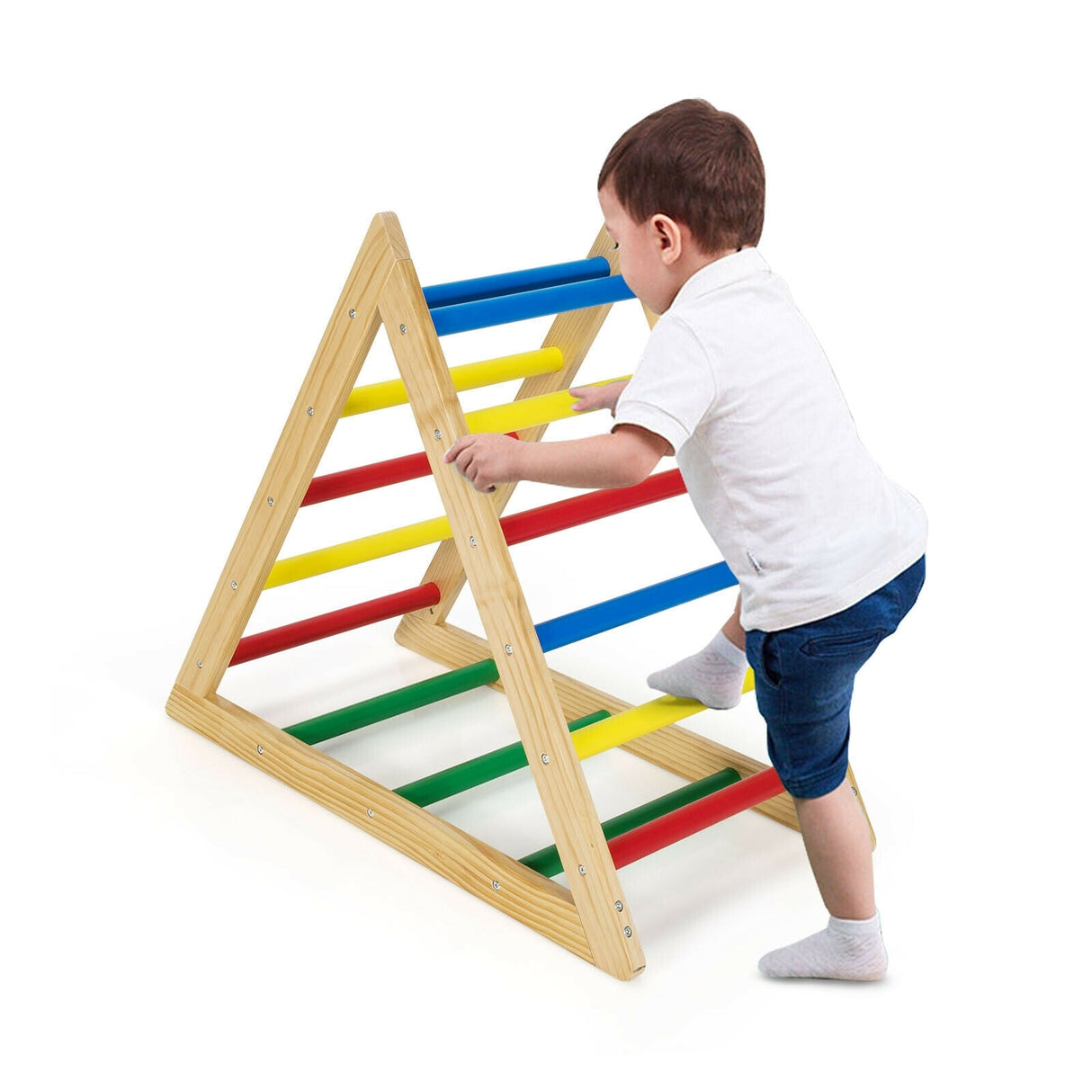 Escalera de triángulo para escalar con 3 niveles para niños-Multicolor