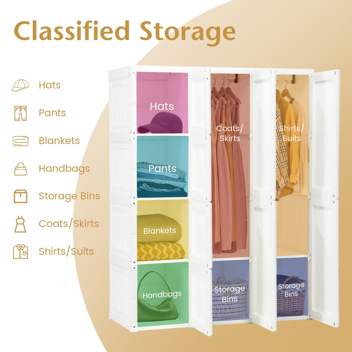 Organizador Plegable de Ropa para Armario con 8 Compartimentos
