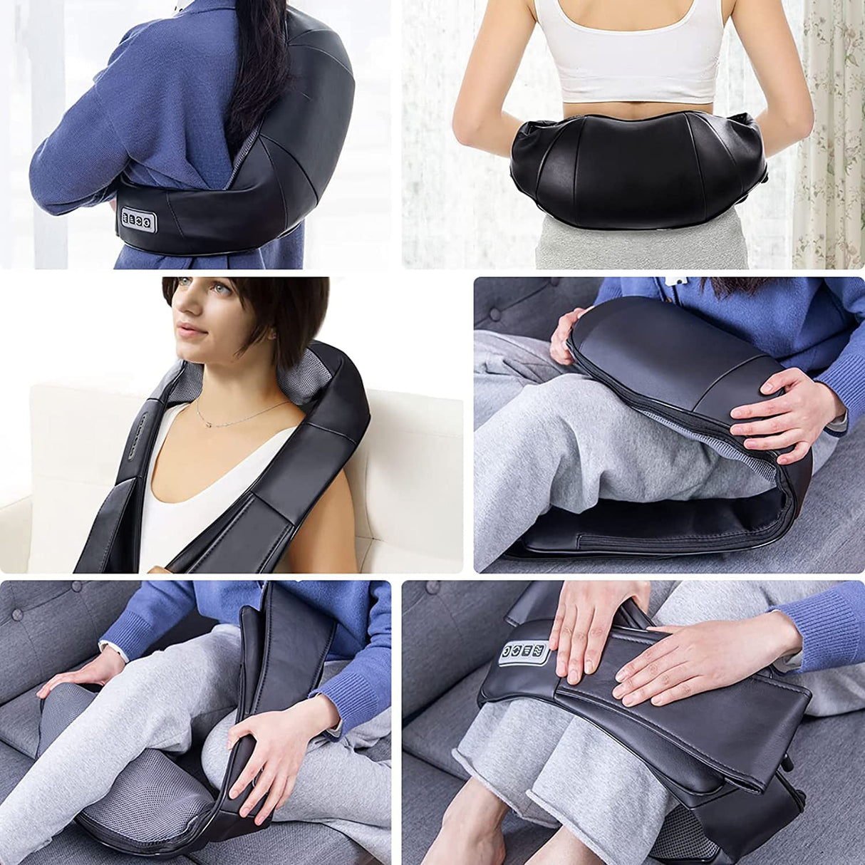 Masajeador eléctrico de hombros, espalda y cuello con función de calor y correas