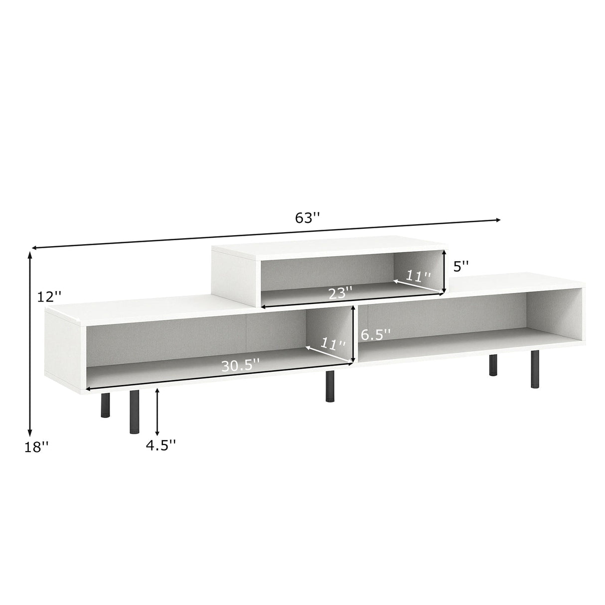 Mueble para TV de 3 Compartimentos para Televisores de hasta 70 Pulgadas con Compartimentos Abiertos
