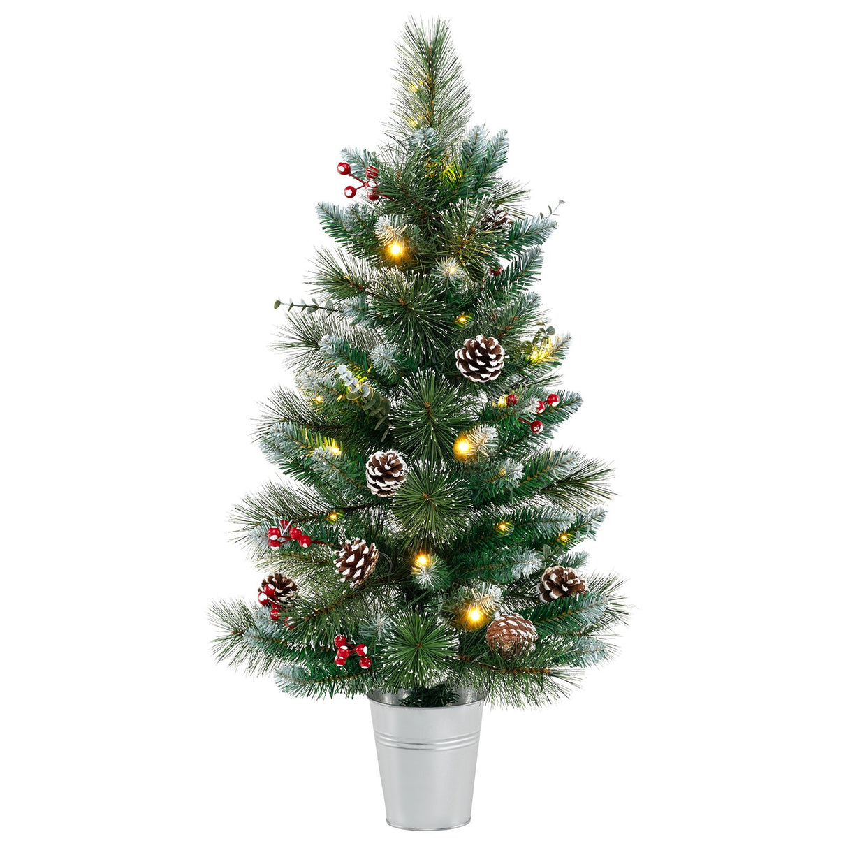 Decoración Navideña de Sobremesa de 3 FT a Pilas con 81 Agujas de PVC y Pino