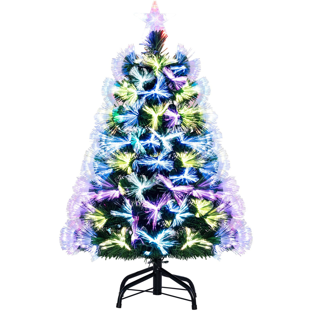 Árbol de Navidad de Fibra Óptica de 3 Pies con Puntas de Ramas y Estrella Superior