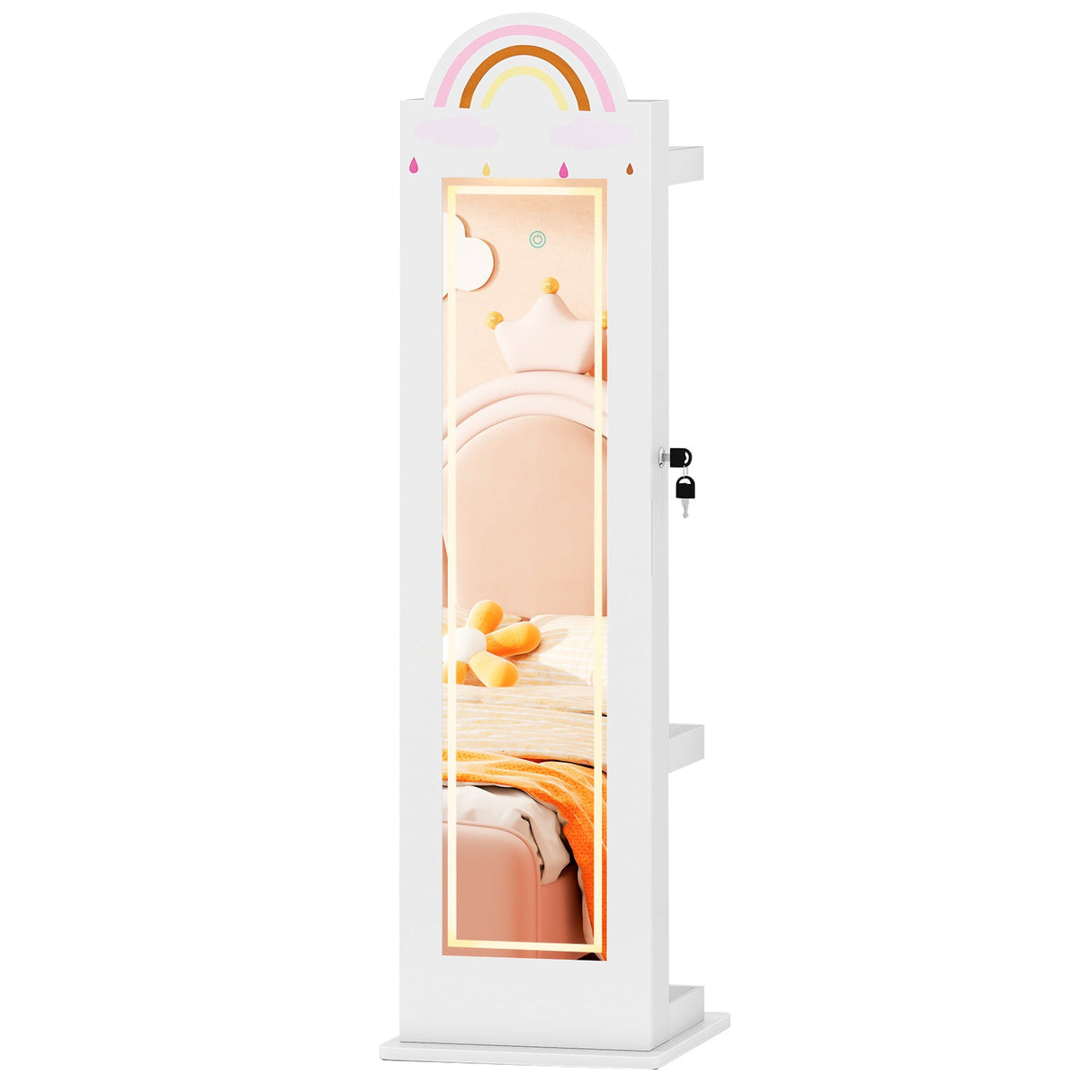 Armario de Joyas 3 en 1 para Niños, Joyero Independiente con Espejo Iluminado de 3 Colores