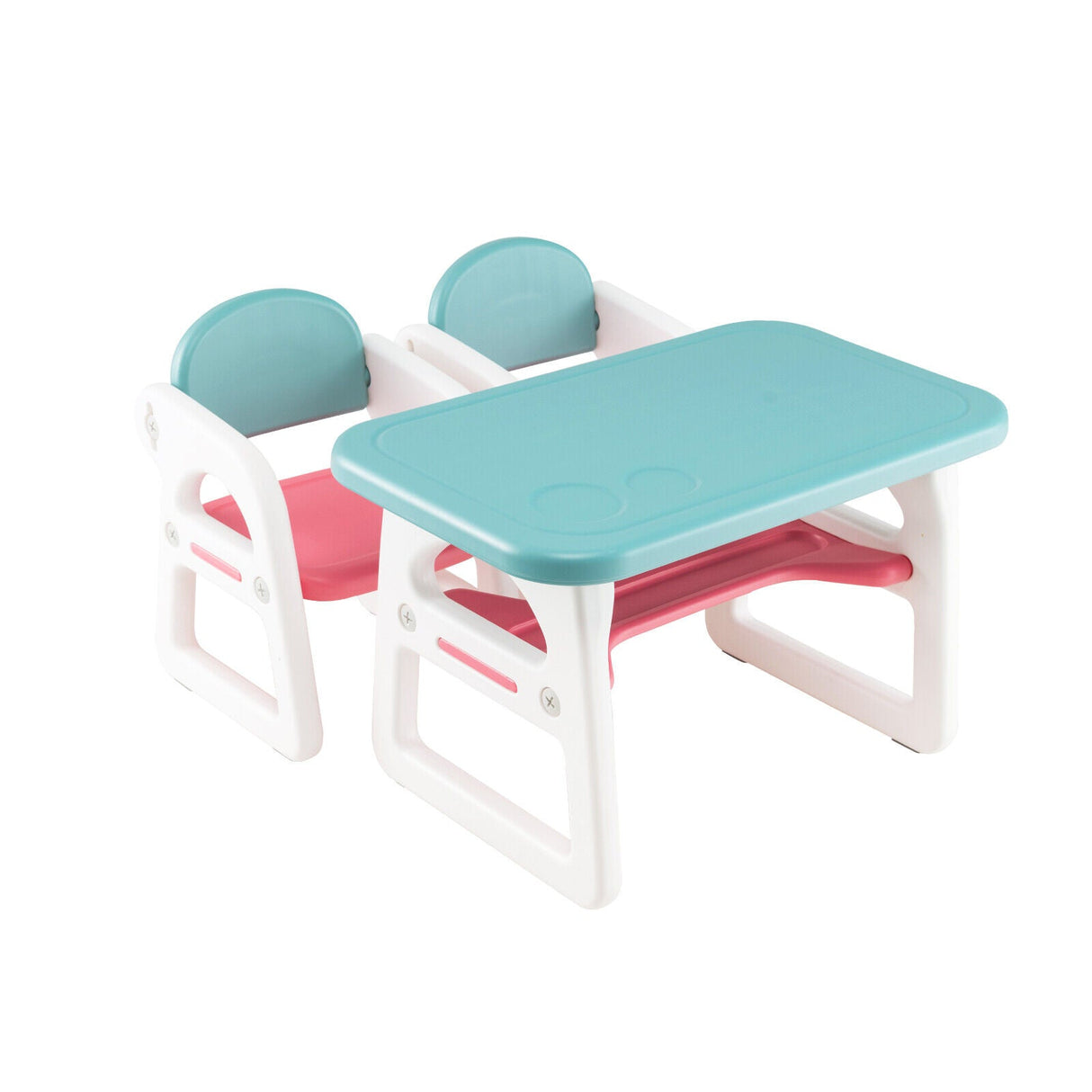 Juego de mesa y sillas para niños con bloques de construcción