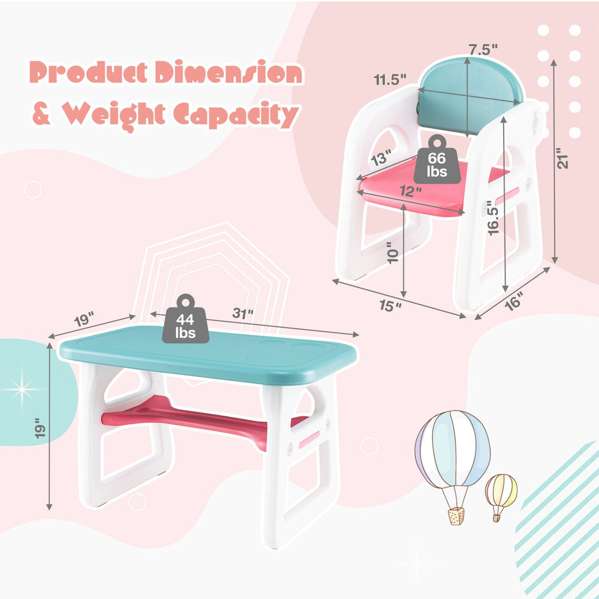 Juego de mesa y sillas para niños con bloques de construcción