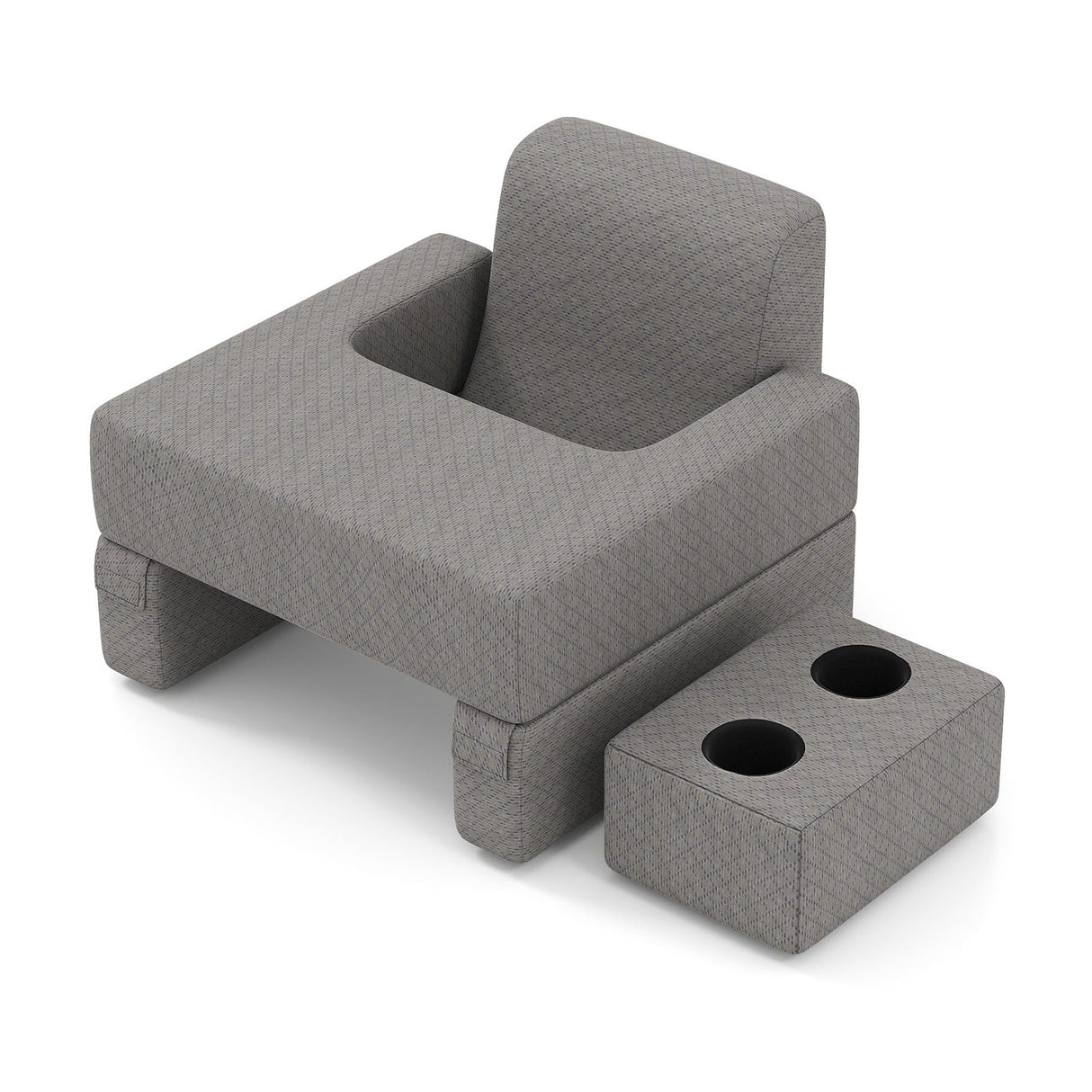 Juego de almohada de lectura de 3 piezas con escritorio para regazo extragrande con posavasos - Gris