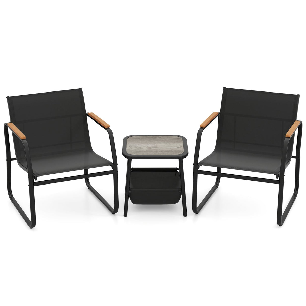 Juego de muebles de patio de 3 piezas, conjunto de conversación para balcón al aire libre - Marrón