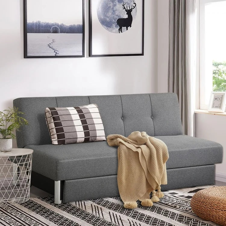 Sofá Cama Convertible de 3 Plazas con 2 Cajones Grandes y 3 Ángulos Ajustables