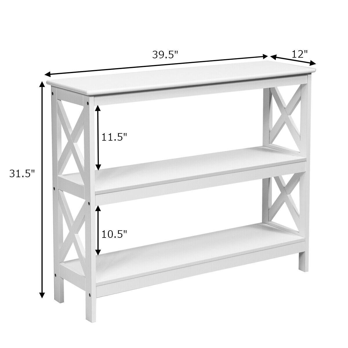 Mesa auxiliar decorativa de sofá con diseño en X y 3 niveles