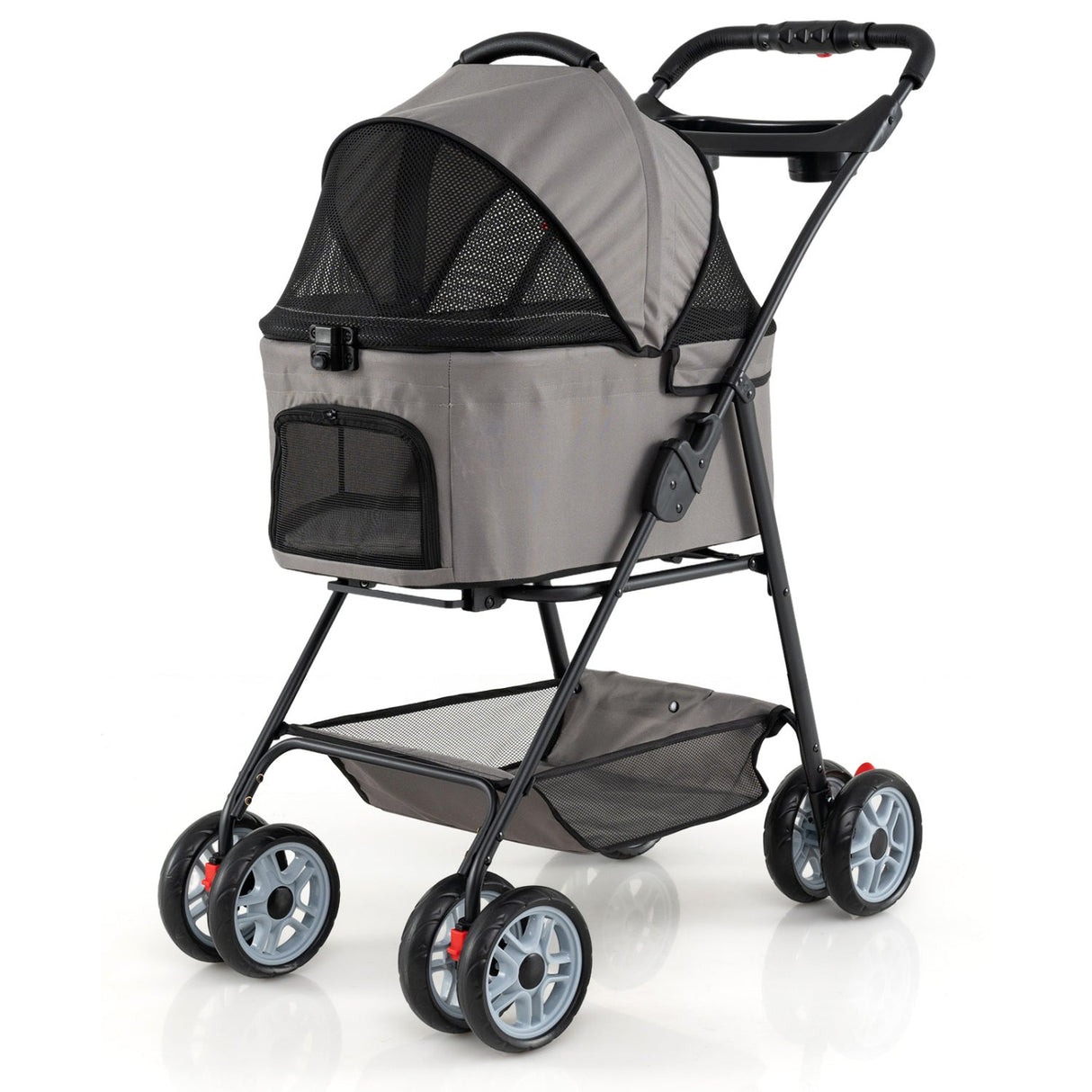 Cochecito de mascota 3 en 1 con transportador extraíble de hasta 33 lb - Gris