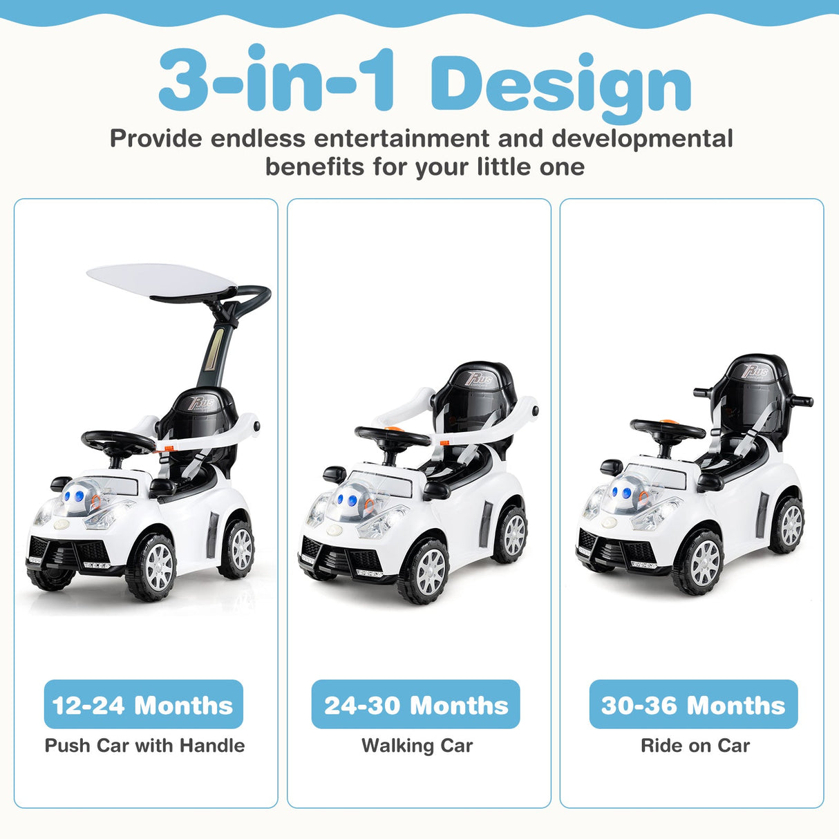 3 in 1 Push Car for Toddler Stroller Sliding Walking Car for Boys and Girls